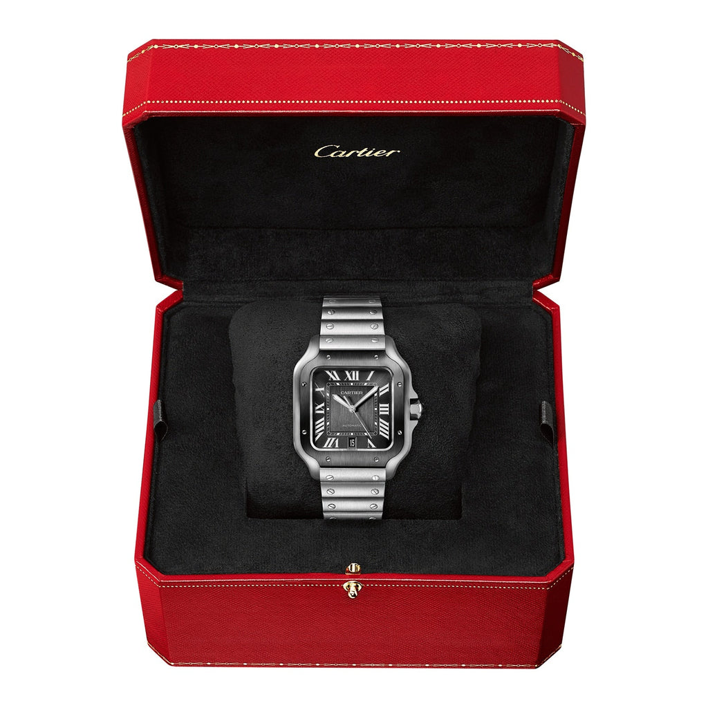 Santos de Cartier Large Model | 40mm, Two-Tone Steel & ADLC, Steel, Grey Dial
