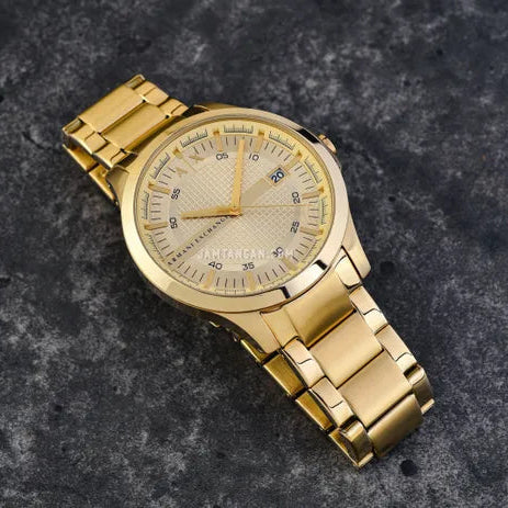 Armani Exchange Hampton AX2415 Men's Chronograph – Gold Dial with Matching Gold-Tone Stainless Steel Bracelet