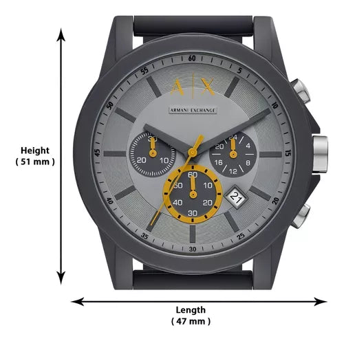 Armani Exchange Outerbanks AX7123 Men's Chronograph Watch – Grey Dial with Grey Silicone Strap
