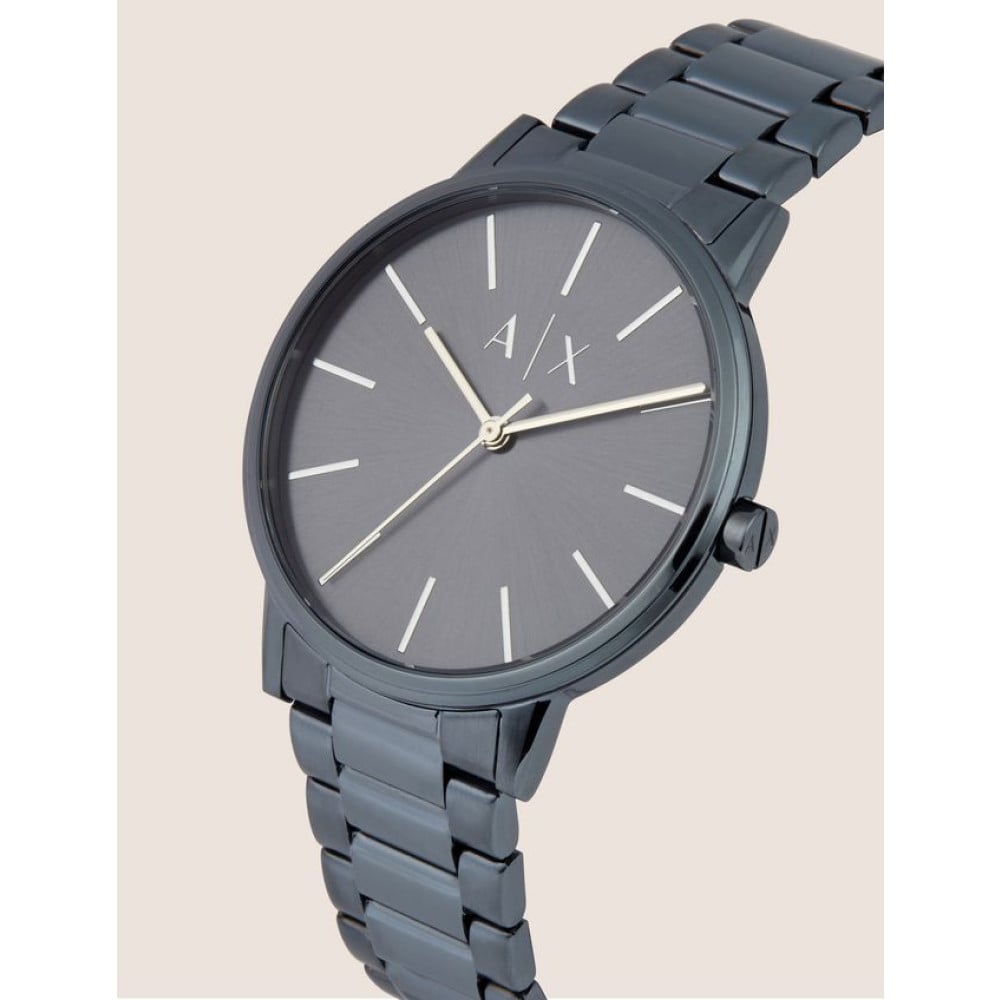 Armani Exchange Cayde AX2702 Men's Analog Watch – Blue Dial with Matching Blue Stainless Steel Strap