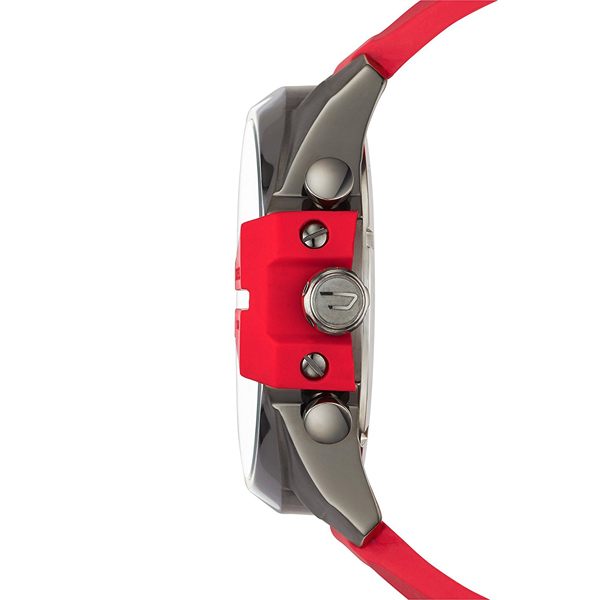 Diesel DZ4427 Mega Chief Chronograph Men's Watch – Black Dial & Red Silicone Strap