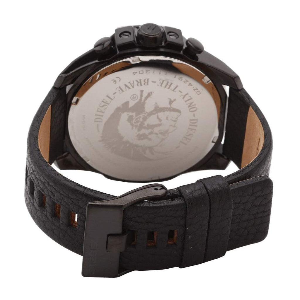 Diesel DZ4291 Mega Chief Chronograph Men's Watch – Black Dial & Black Leather Strap