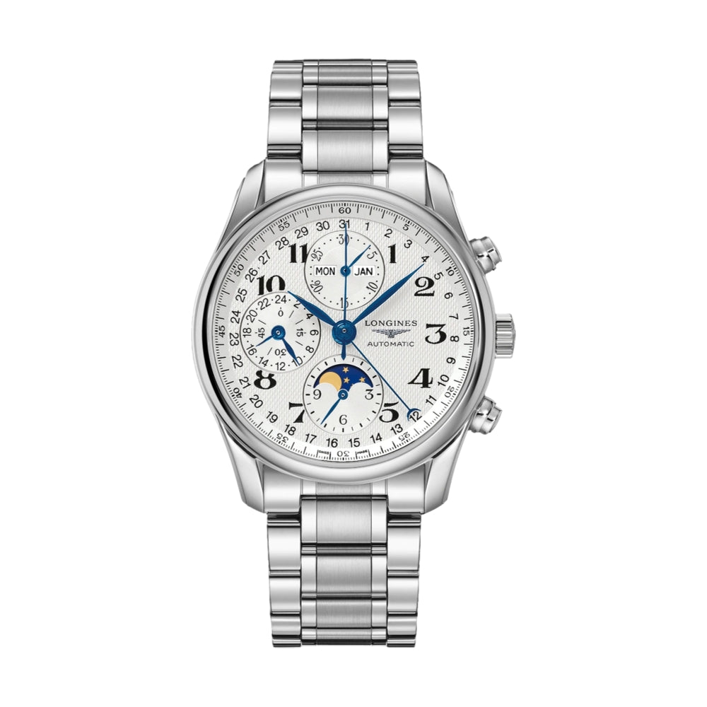 longines Master Collection Chronograph Moonphase 40mm - Silver on Bracelet